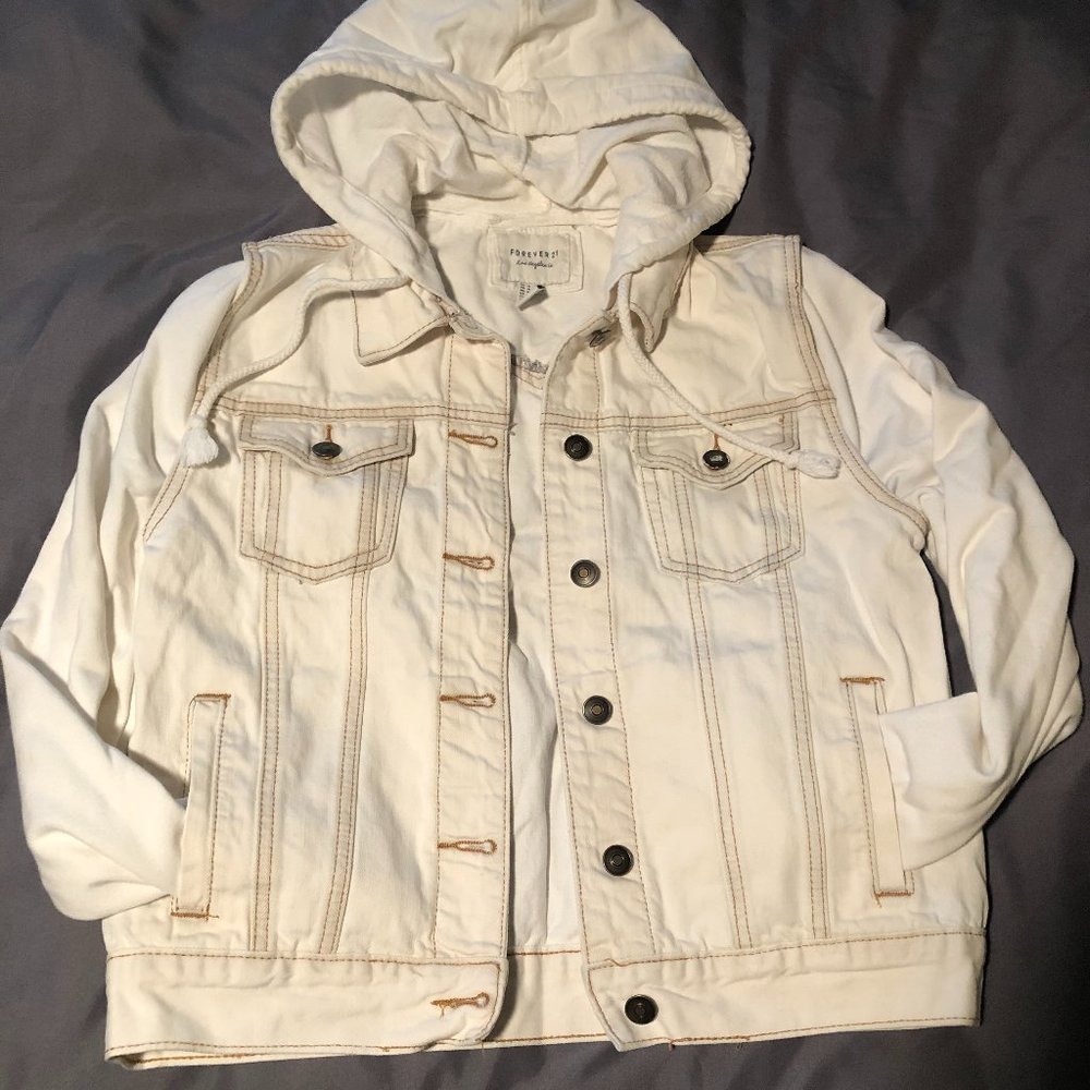 Forever 21 White Denim / Sweatshirt Jacket